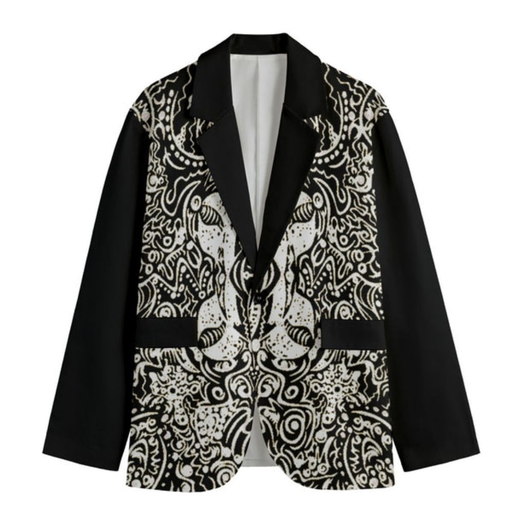kokorepublic Print Men's Casual Flat Lapel Collar Blazer | 245GSM CottonRegulaMo